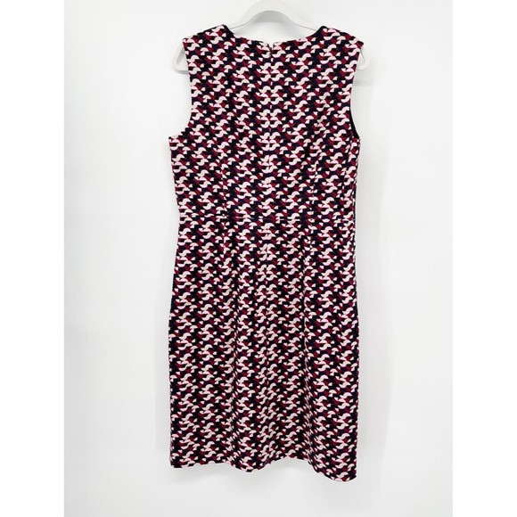 J. Crew Sheath Portfolio Dress Size 14 Red Geo Print Sleeveless Lined Career - Picture 5 of 12